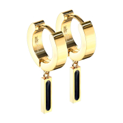 Orecchino pieghevole a barretta con ciondolo placcato oro