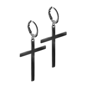 Earring black pendant cross