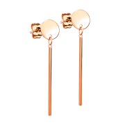 Stud earrings rose gold round plate pendant cylinder