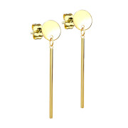 Stud earrings gold-plated round plate pendant cylinder