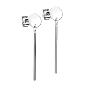 Stud earrings silver round plate pendant cylinder