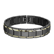 Bracciale nero opaco con due strisce dorate