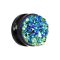 Flesh Plug noir avec pierre Druse bleu foncé
