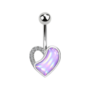 Banana silver heart with crystal and purple epoxy stone