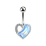 Banana silver heart with crystal and blue epoxy stone
