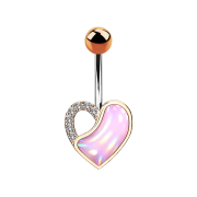 Banana rose gold heart with crystal and pink epoxy stone