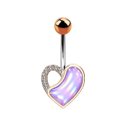 Banana rose gold heart with crystal and purple epoxy stone