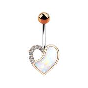 Banana rose gold heart with crystal and white epoxy stone