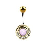 Banana gold-plated swirl with crystal and pink epoxy stone
