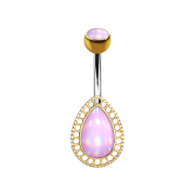 Banana gold-plated drop with pink epoxy stone