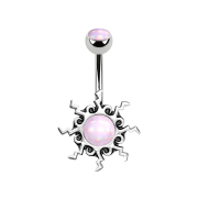 Banane silber Sonne mit Epoxidstein pink