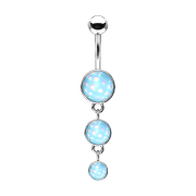 Banana silver with pendant three shields epoxy stone blue