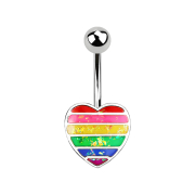 Banana silver heart with opal glitter rainbow