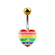 Banana gold-plated heart with opal glitter rainbow