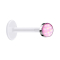 Micro labret trasparente con disco e pietra epossidica rosa