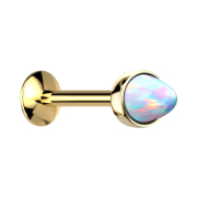 Micro Labret Innengewinde vergoldet Opal Cone weiss