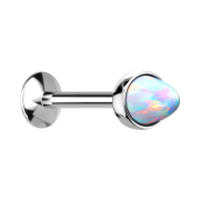 Micro Labret Innengewinde silber Opal Cone weiss