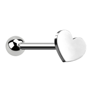 Micro barbell silver with ball and heart