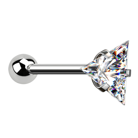 Micro barbell silver with ball and triangle crystal