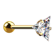 Micro Barbell doré avec boule et cristal triangulaire