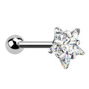 Micro barbell silver with ball and star crystal