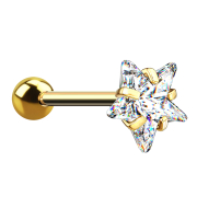 Gold-plated micro barbell with ball and star crystal