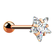 Micro barbell rose gold with ball and star crystal