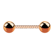 Micro barbell rose gold braided with two balls