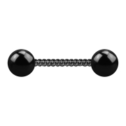 Micro barbell black braided with two balls