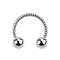 Micro Circular Barbell silber geflochten mit zwei Kugeln