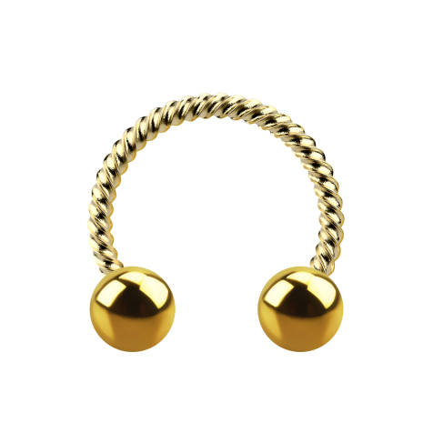 Micro Circular Barbell gold-plated braided with two balls