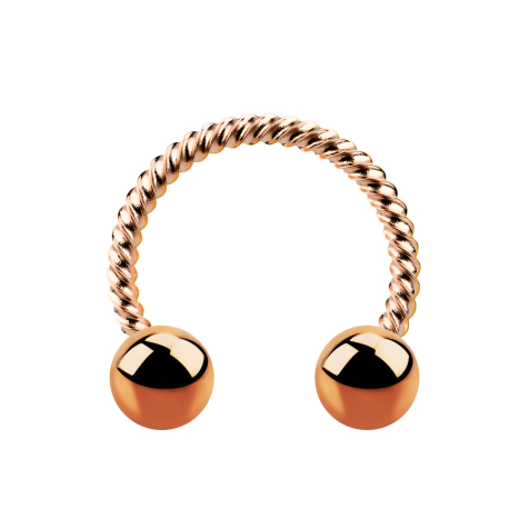 Micro Circular Barbell rosegold geflochten mit zwei Kugeln
