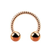 Micro Circular Barbell rose gold braided with two balls