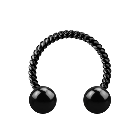 Micro Circular Barbell nero intrecciato con due palline