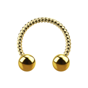 Circular barbell gold-plated braided with two balls