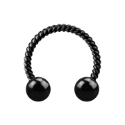 Circular barbell black braided with two balls