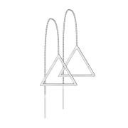 Stud earrings silver free-falling chain with triangle