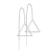 Stud earrings silver free-falling chain with triangle