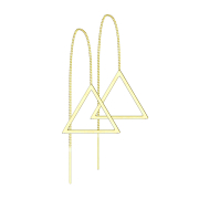 Gold-plated stud earrings free-falling chain with triangle