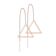 Stud earrings rose gold free-falling chain with triangle