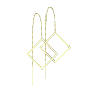 Gold-plated stud earrings free-falling chain with square
