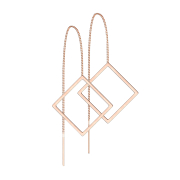 Stud earrings rose gold free-falling chain with square