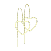 Gold-plated stud earrings free-falling chain with heart