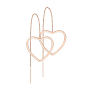 Stud earrings rose gold free-falling chain with heart