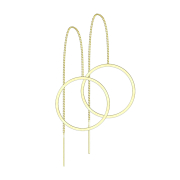 Gold-plated stud earrings free-falling chain with circle