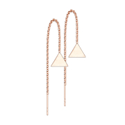 Stud earrings rose gold free-falling chain with solid...