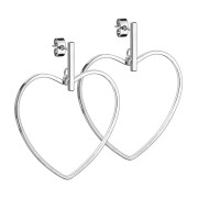 Stud earrings silver bar pendant heart