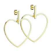 Gold-plated stud earrings bar pendant heart