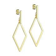 Boucles doreilles plaqué or Pendentif poutre diamant