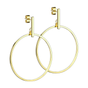 Stud earrings gold-plated bar pendant circle